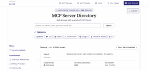 Screenshot of the PulseMCP Server Directory on July 31, 2025