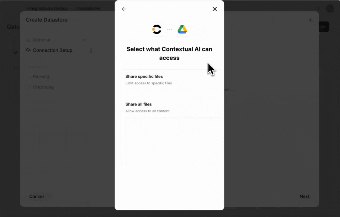Selecting files using Contextual-ai connectors